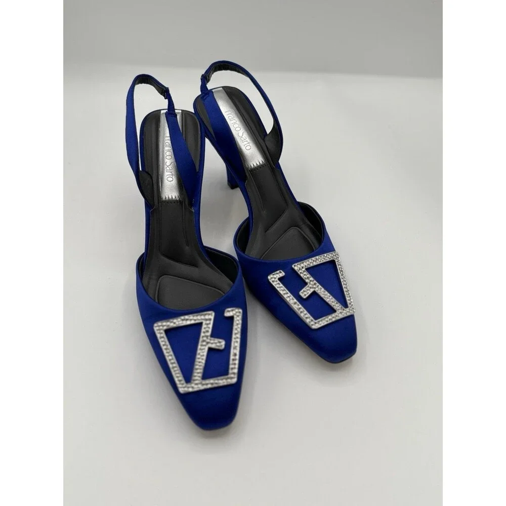 Franco Sarto Women's Leigha slingback pumps in cobalt blue satin Women’s 6.5 NWB
